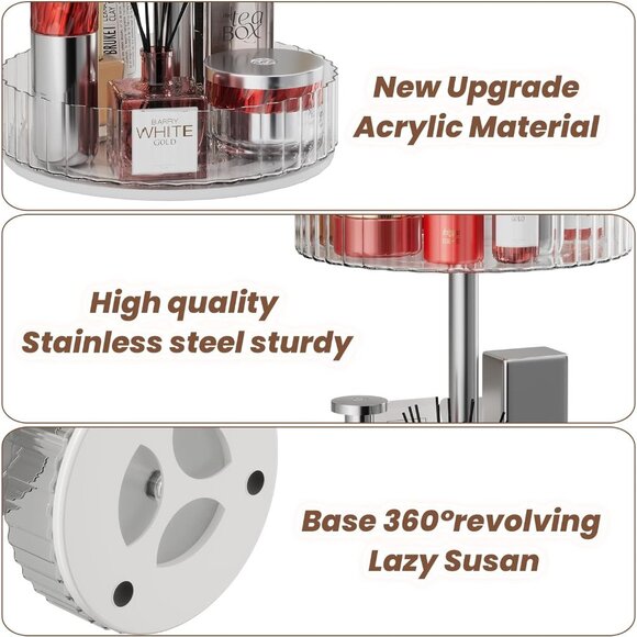 Women's Rotating Makeup Organizer Rack-360°Rotating Vanity Organizer - Picture 4 of 8